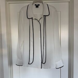 DKNY White Shirt with Black Label Accent